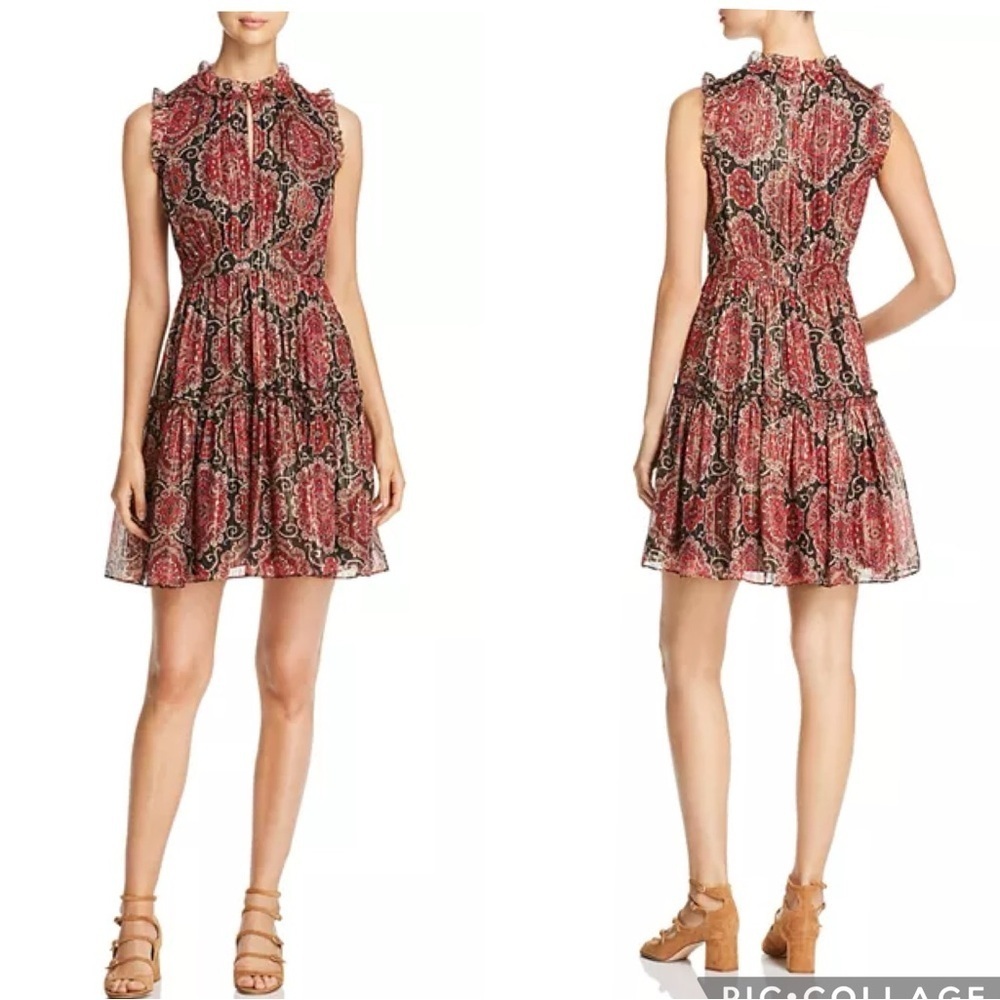 Kate Spade Black Multi Gold Metallic Medallion Print Print Dress Size 4